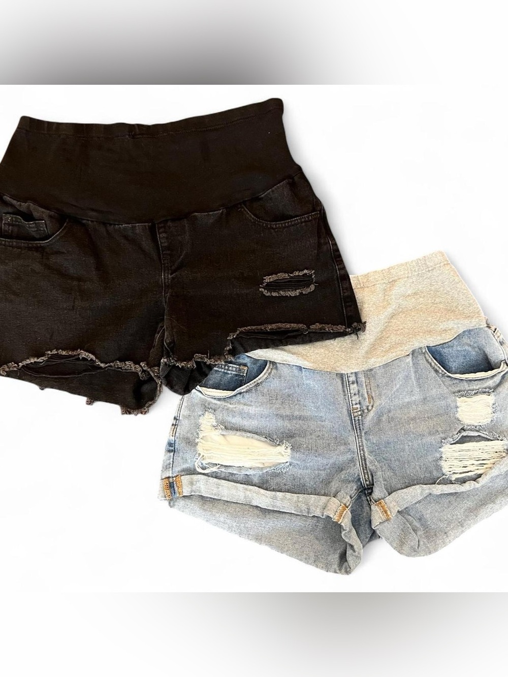 SHEIN Maternity Women’s Distressed Shorts Bundle L